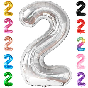 KatchOn, Big Silver Number 2 Balloon - 40 Inch | Silver 2 Balloon Number | Two The Moon Balloons, Two The Moon Birthday Decorations Girl | Number Balloons for Wedding Anniversary