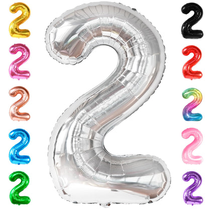 KatchOn, Big Silver Number 2 Balloon - 40 Inch | Silver 2 Balloon Number | Two The Moon Balloons, Two The Moon Birthday Decorations Girl | Number Balloons for Wedding Anniversary