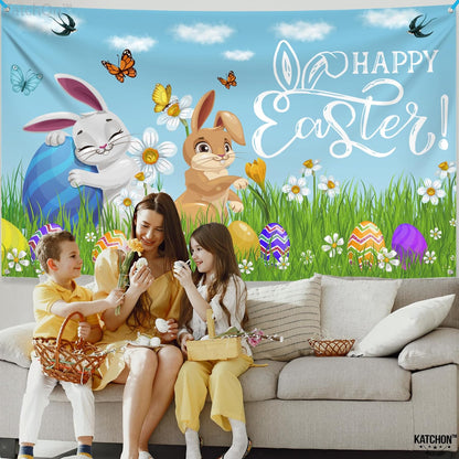 katchon happy easter banner decorations xtralarge 72x44 inch easter backdrops for photography easter banners for outside easter party decorations easter backdrop for easter wall decorations