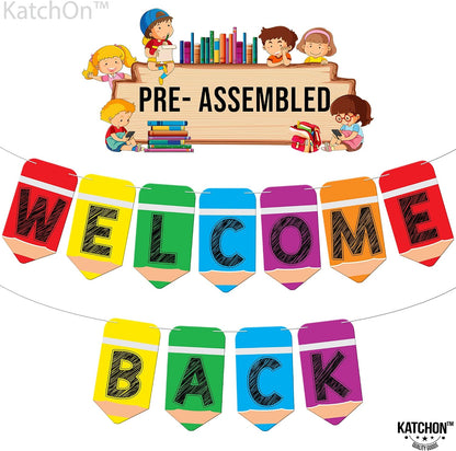 KatchOn Pre-Strung Welcome Back Banner - 10 Feet, Welcome Back Decorations