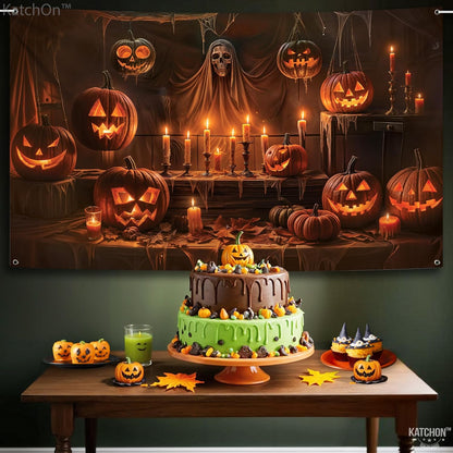 KatchOn Spooky Halloween Backdrop 72x44 Inch | Halloween Party Decorations