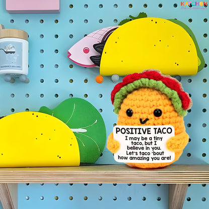 KatchOn, Mini Positive Crochet Taco | Christmas Birthday Gifts for Women, Men, Mom, Dad, Son, Daughter, Sister, Friends, Coworkers | Thanksgiving Basket Stuffers | Desk Home Decor Emotional Support