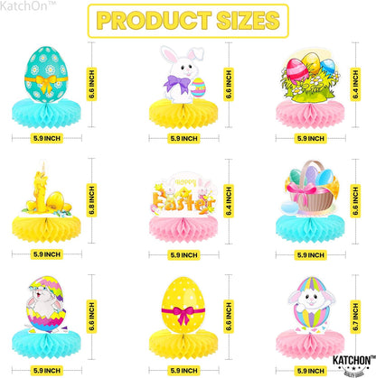 KatchOn, Cute Easter Centerpieces for Tables - Pack of 9, Paper Easter Decorations for Table | Easter Table Decorations, Happy Easter Honeycomb Decorations for Home, Office | Easter Party Decorations