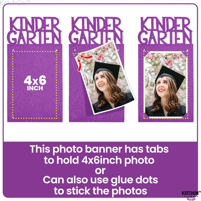 KatchOn, Felt K-12 Purple Graduation Photo Banner 5x7 - Large, 10 Feet | Congrats Grad Banner, Purple Graduation Decorations Class of 2026 | Grad Picture Display, Graduation Decorations 2026