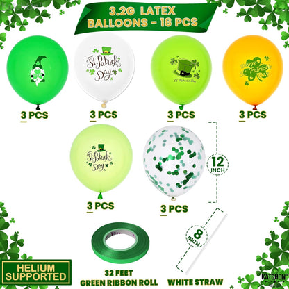 KatchOn, St Patricks Day Balloons 25 Pieces - St Patricks Day Decorations | Shamrock Balloons, Saint Patricks Day Decorations | St Patricks Balloons Garland, Clover Balloons | Shamrock Decorations