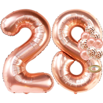 KatchOn, Big 28 Balloon Number Set - 40 Inch | 28 Birthday Decorations for Women | Rose Gold 28th Birthday Balloons for 28th Birthday Decorations | 28 Number Balloons for 28 Birthday Balloons Decor