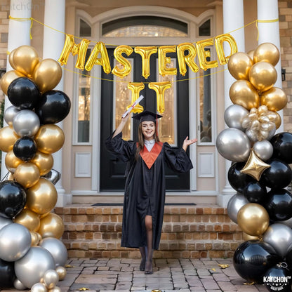 KatchOn, Gold Mastered It Balloons - 16 Inch | Gold Foil Graduation Balloons 2026 | 2026 Graduation Decorations | She Mastered It Grad Decorations Class of 2026 | Grad Party Decorations 2026