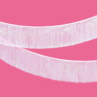 KatchOn, White Iridescent Fringe Banner - 6.5 Feet, Pack of 2 | Iridescent Fringe Garland for Bachelorette Party Decorations | Iridescent Tinsel Garland for Halloween Decor, Christmas Decorations