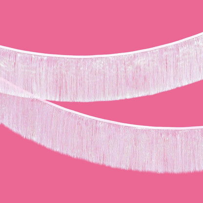 KatchOn, White Iridescent Fringe Banner - 6.5 Feet, Pack of 2 | Iridescent Fringe Garland for Bachelorette Party Decorations | Iridescent Tinsel Garland for Halloween Decor, Christmas Decorations