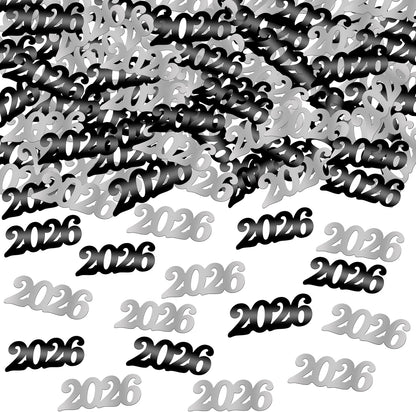 KatchOn, Black and Silver 2026 Confetti - Pack of 500 | Graduation Confetti 2026, Balck and Silver Grad Party Supplies 2026, Graduation Decorations 2026, 2026 Graduation Table Decorations