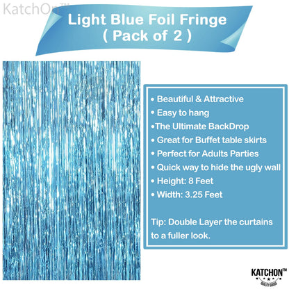 KatchOn, Xtralarge Blue Foil Fringe - 6.4x8 Feet, Pack of 2 | Mermaid Birthday Decorations, Under The Sea Party Decorations | Ocean Birthday Decoration Ocean Backdrop | Baby Shark Birthday Decorations