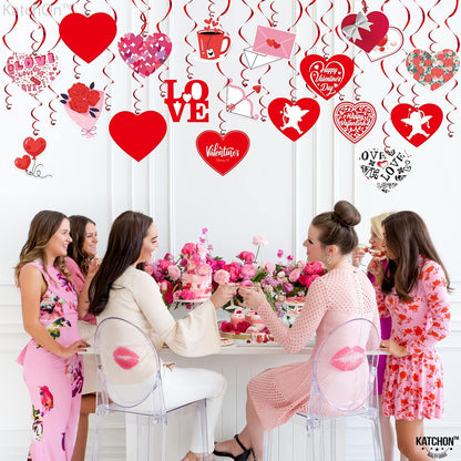 KatchOn, Valentines Hanging Swirls - Large, Pack of 30, No DIY | Valentines Day Hanging Decorations | Hanging Valentines Day Decorations | Hanging Hearts Decorations for Valentines Day Decor