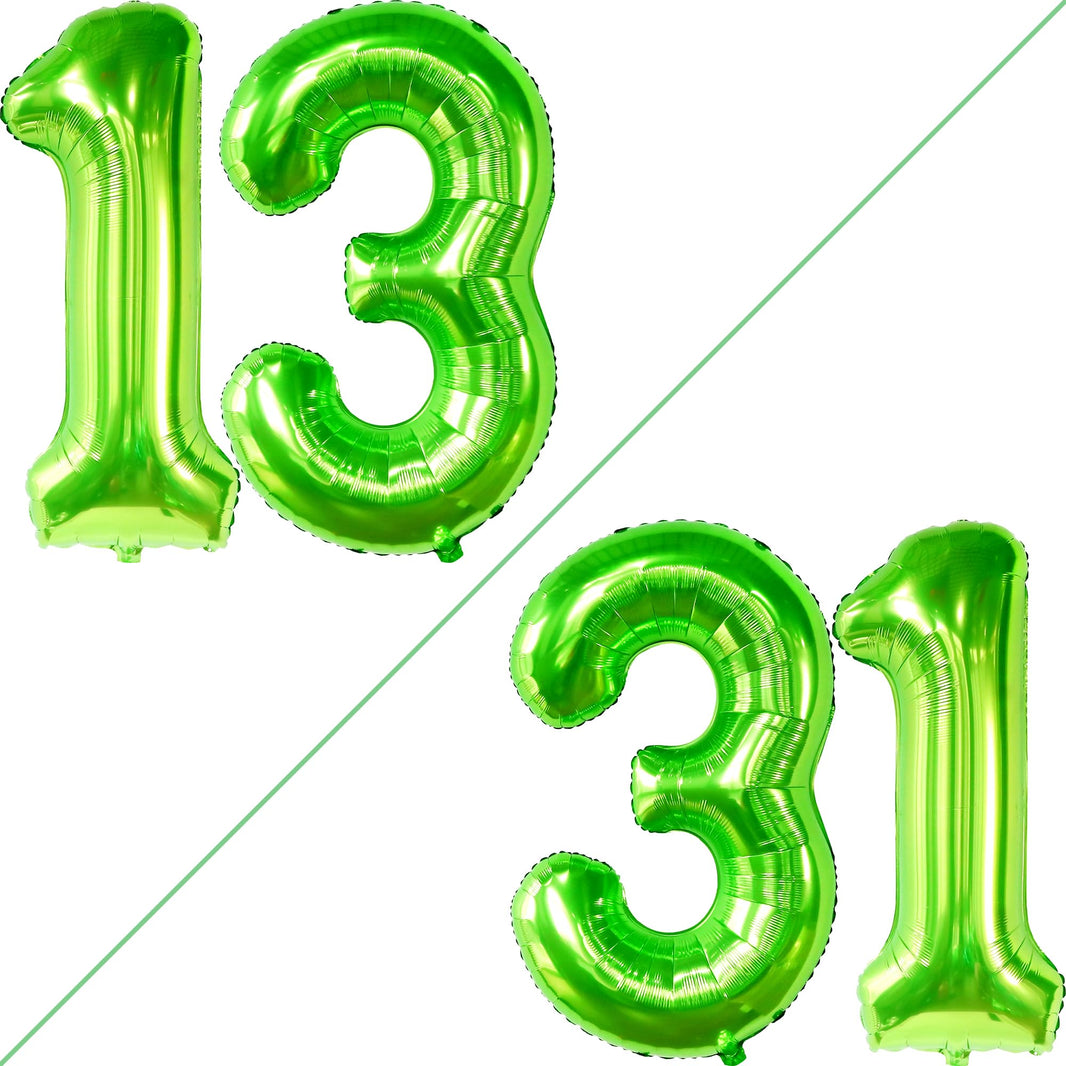 KatchOn, Light Green 13 Balloon Numbers - Big 40 Inch | Lime Green 13 Balloon Number | 13th Birthday Decorations for Boys | 13 Big Balloon, Happy 13th Birthday Balloons Green | Green Party Decorations