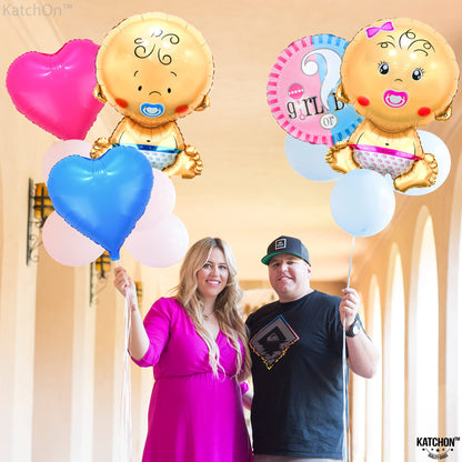 KatchOn, Baby Gender Reveal Balloons Set - 27 Inch, Pack of 5 | Baby Shower Balloon | Gender Reveal Decorations | Boy and Girl Balloons | Boy Or Girl Balloon