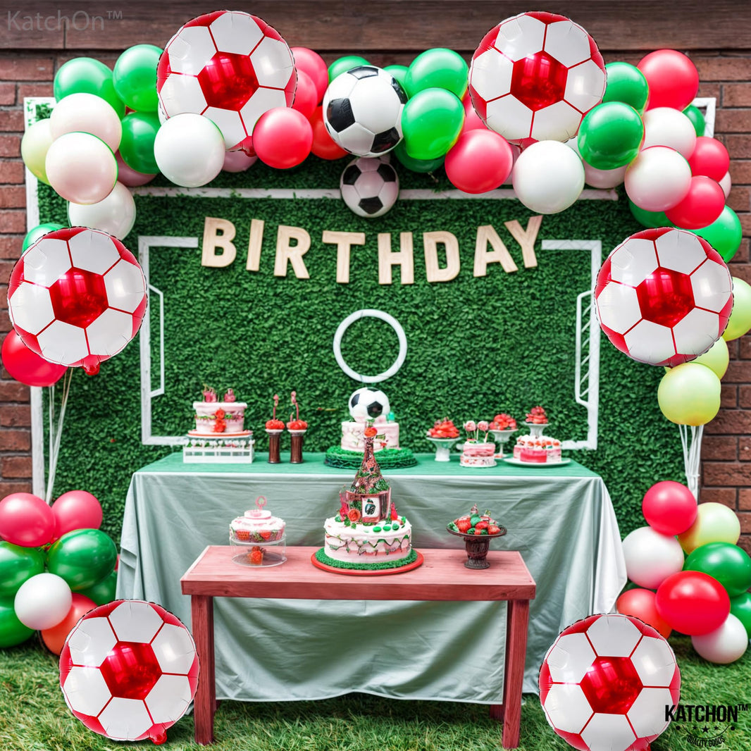 Katchon, Red Soccer Balloons -18 Inch, Pack of 6 | Soccer Birthday Party Decorations, Sports Themed Party Decorations | soccer decorations For Party With Red And White balloons