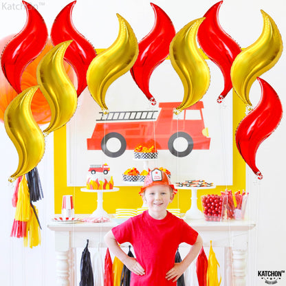 KatchOn, Big Fire Balloons Flames Set - 25 Inch, Pack of 10 | Flame Balloons for Fire Decorations For Party For Adults | Wings Of Fire Balloons, Fire Decorations | Wings Of Fire Decorations Birthday
