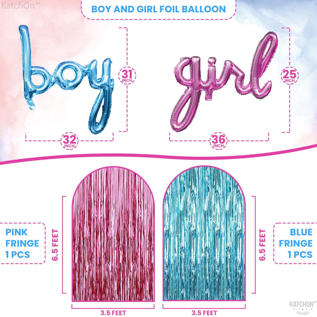KatchOn, Gender Reveal Decorations Set - Pack of 55 | Gender Reveal Party Supplies Kit, Gender Reveals Balloon Arch Kit | Boy or Girl Balloon for Party Decorations | Pink and Blue Streamers