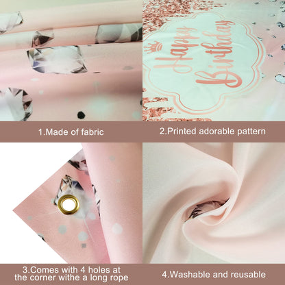 KatchOn, XtraLarge Rose Gold Happy Birthday Banner - 72x44 Inch | Birthday Decorations for Women, Girls | Backdrop Banner For Rose Gold Party Decorations | Princess Party Decorations