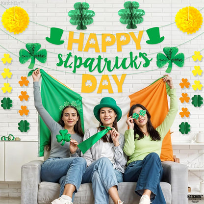 KatchOn, Happy St Patricks Day Decorations - Pack of 13 | No DIY, 10 Feet, St Patricks Day Banners, St Patricks Day Garland | Shamrock Garland, St Patricks Day Centerpiece | Shamrock Decorations