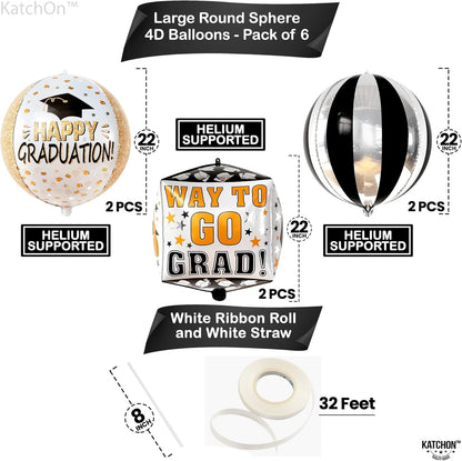 Graduation Decorations 2026 | XtraLarge Happy Graduation Balloons - Pack of 6, 22 Inch | Congrats Grad Balloon, Grad Party Decorations, Class of 2026, Graduation Foil Balloons, KatchOn