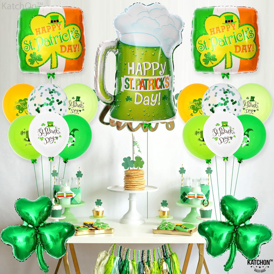 KatchOn, St Patricks Day Balloons 25 Pieces - St Patricks Day Decorations | Shamrock Balloons, Saint Patricks Day Decorations | St Patricks Balloons Garland, Clover Balloons | Shamrock Decorations