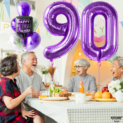 KatchOn, Big Purple 90 Balloon Number - 40 Inch | Purple 90th Birthday Balloon, 90th Birthday Decorations | Number 90 Birthday Balloon | 90th Birthday Balloons, 90th Birthday Party Decor