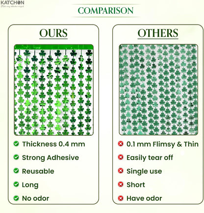 KatchOn, Green Streamers - 3.2x8 Ft, Pack of 2 | Green Backdrop for St Patricks Day Decorations | Door Streamers for Jungle, Safari Party Decor
