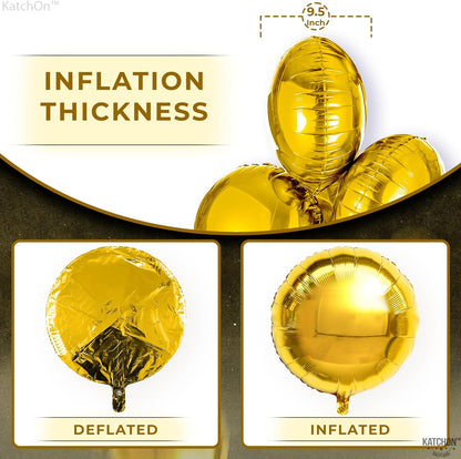 KatchOn, Big, Gold Foil Balloons - 18 Inch, Pack of 6 | Gold Balloons for Party Decorations | Round Shape Balloons for Bridal Shower, Birthdays | Gold Mylar Balloons for Graduation Decorations 2024