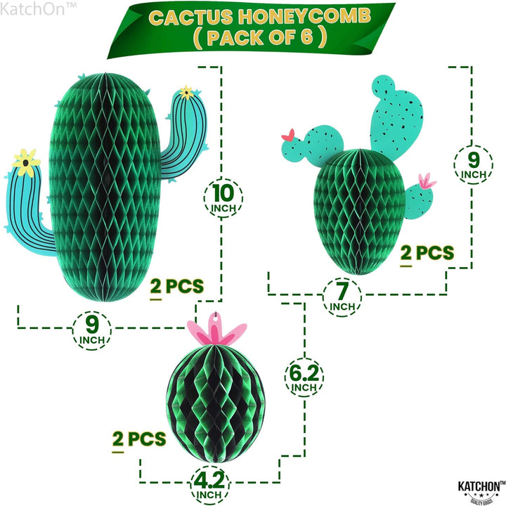 KatchOn, Cactus Honeycomb for Cactus Party Decorations - Pack of 6 | Hanging Honeycomb Cactus Decorations, Cactus Classroom Decor | Fiesta Party Decorations, Taco Twosday Birthday Party Decorations
