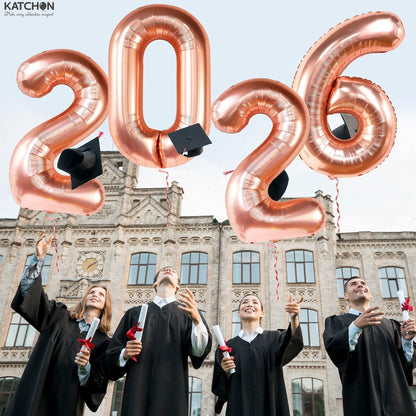 KatchOn, Giant Rose Gold 2026 Balloons - 42 Inch, Graduation Balloons | 2026 Balloon Numbers for Rose Gold 2026 Graduation Decorations | Class of 2026 Decoration, Grad Party Decorations 2026
