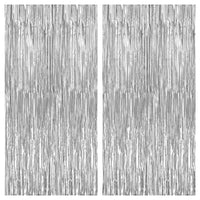 KatchOn, Metallic Silver Backdrop - Pack of 2 | Silver Streamers for Disco Party Decorations | Fringe Backdrop for Wedding, Anniversary, Birthday, New Year, Christmas, Bachelorette Party Decorations