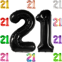 KatchOn, Black 21 Balloon Number - 40 Inch | Black 21st Birthday Decorations for Him, Her | 21st Anniversary Decorations | Black Birthday Party Decorations