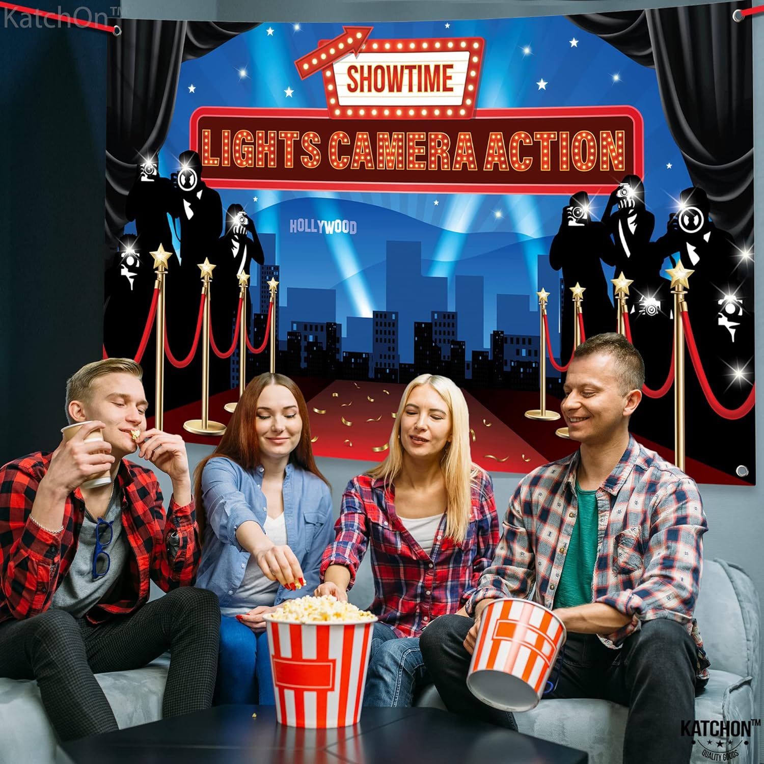 KatchOn, Large Lights Camera Action Backdrop - 72x44 Inch | Lights Cam