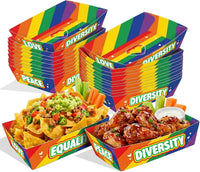 KatchOn, Pride Food Tray Disposable - Pack of 50 | Paper Boats for Rainbow Party Decorations, Pride Decorations | Nacho Serving Container for Rainbow Decoration, Gay Decor, LGBT Pary Supplies