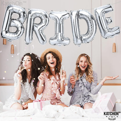 KatchOn, Giant Bride Balloons Silver, 40 Inch - Bachelorette Party Decorations | Silver Bride Balloons for Bridal Shower Decorations | Bridal Shower Balloons | Bride Balloon Silver, Engagement Decor
