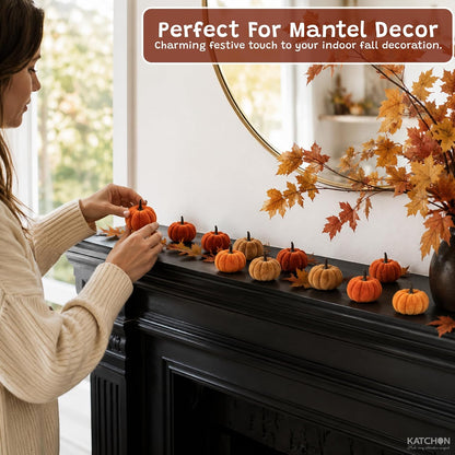 KatchOn, 12Pcs Artificial Pumpkin Decor for Fall, Autumn Decorations