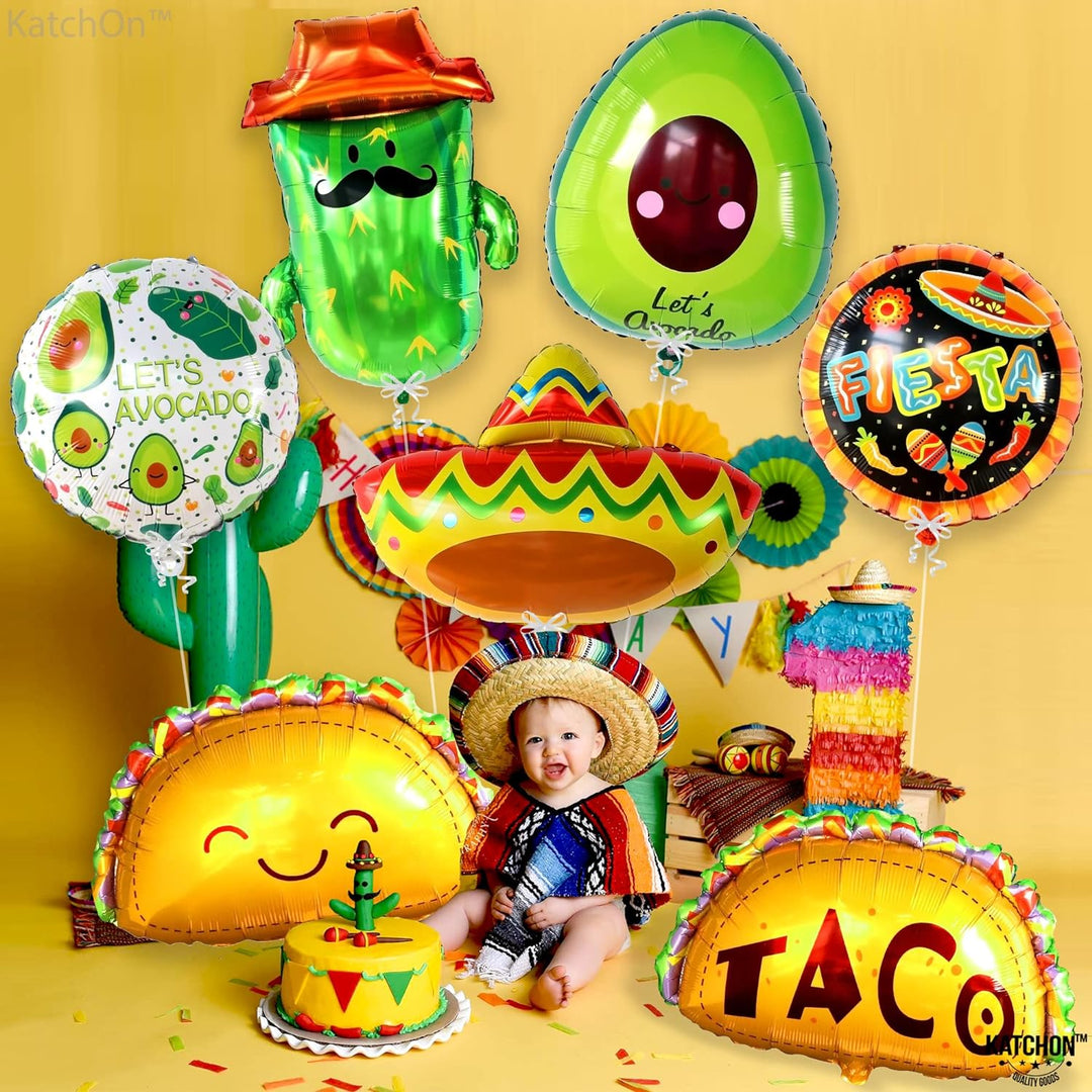 KatchOn, 7Pcs Big Mexican Fiesta Balloons | Fiesta Party Decorations | Mexican Balloons for Mexican Themed Party Decorations | Cinco De Mayo Balloons, Fiesta Party Balloons, Taco Balloons for Party