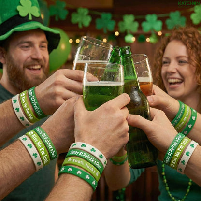 KatchOn, St. Patrick's Day Shamrock Rubber Wristbands Bracelets - Pack of 40 | Rubber Wristbands for St patricks day decorations, Irish Bracelets, Party Favors Supplies Gifts Decorations