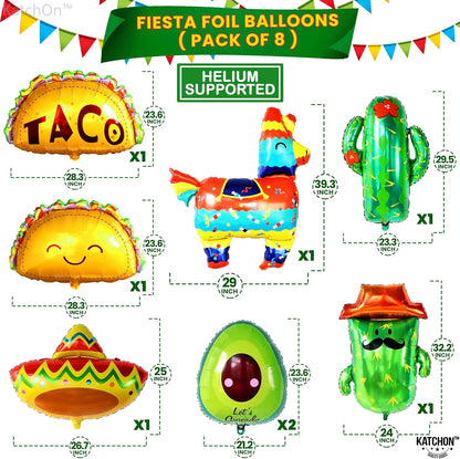KatchOn, Fiesta Party Decorations - Pack of 14 | Taco Balloons, Fiesta Balloons for Taco Party Decorations | Cactus Balloons, Cinco de Mayo Balloons | Mexican Party Decorations, Fiesta Decorations