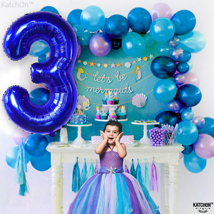 KatchOn, Giant Royal Blue Number 3 Balloon - 40 Inch | Navy Blue 3 Balloon Number | Construction Balloons 3rd Birthday Decorations for Boys | Anniversary Decorations