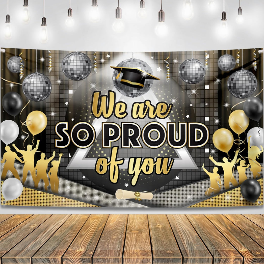 KatchOn, We are So Proud of You Banner - XtraLarge, 72x44 Inch | Disco Graduation Banner for Class of 2026 Graduation Decorations 2026 Congratulations Decorations Proud of You Decor