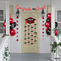 Graduation Decorations 2026, Black and Red Cap Garland - Pack of 2, No DIY | Congrats Grad Garlands for Wall Decor | Cap Garland for Graduation Party Decorations, 2026 Graduation Decoration, KatchOn