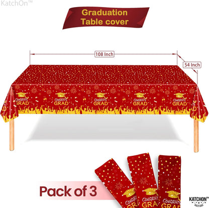 KatchOn, Red and Gold Graduation Tablecloth - 108x54 Inch, Pack of 3 | Congrats Grad Tablecloth | Red and Gold Graduation Decorations 2026 | 2026 Graduation Table Decorations