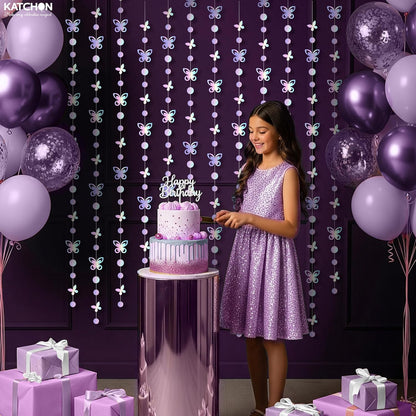 KatchOn Iridescent Butterfly Garland - Pack of 6, 10ft | Preassembled Garland for Birthday Decorations | Butterfly Wall Decor, Butterfly Decorations | Iridescent Backdrop for Bachelorette Party