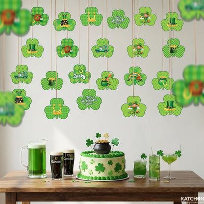 KatchOn, St Patrick Day Decorations - 36 PCS, Little DIY | Shamrock Garland, Shamrock Tree Ornament Irish, Green Lucky Clover Hanging Set for St Patricks Day Decorations, Supplies Holiday Home Decor