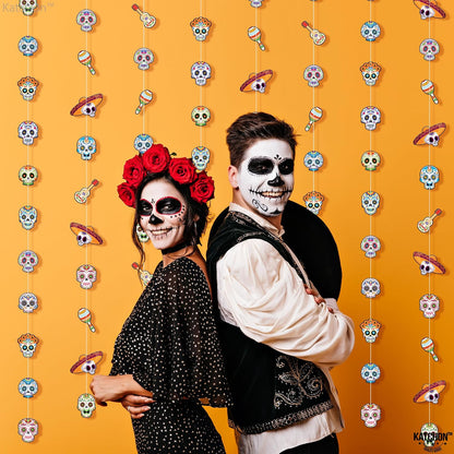 KatchOn 8-String Skull Decorations 6.5 Ft, Dia De Los Muertos Decorations