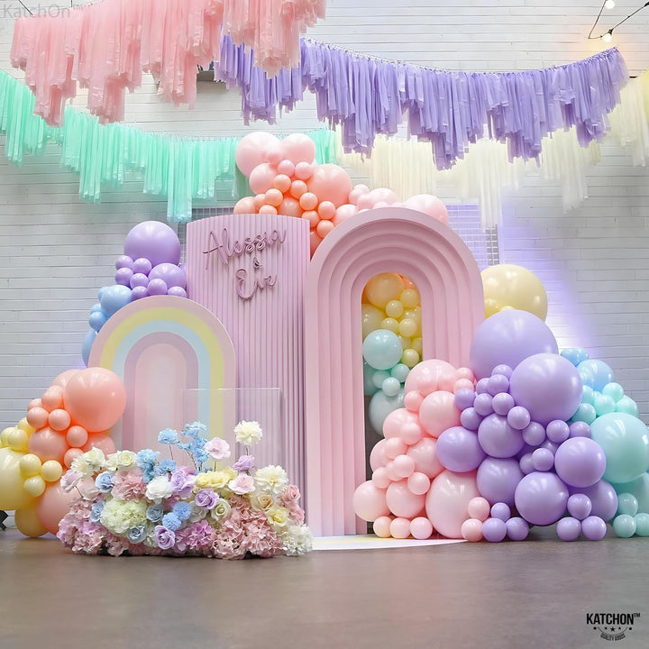 KatchOn, Pastel Balloons Garland Kit - Huge, Pack of 130 | Pastel Rainbow Balloon Garland for Unicorn Party Decorations | Latex Macaron Balloons for Wedding, Baby Shower, First Birthday Decorations