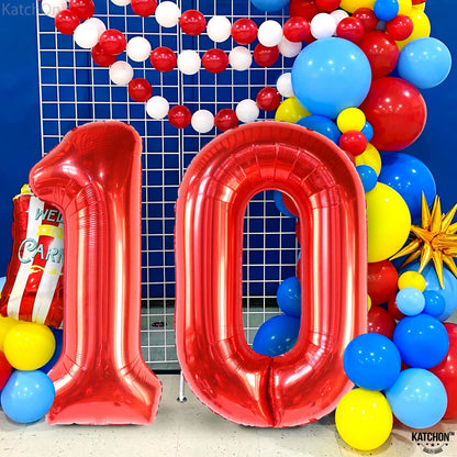 KatchOn, Giant Red 10 Balloon Number - 40 Inch | 10th Birthday Decorations | Balloons for 10 Birthday Decorations Red | Red Number 10 Balloons