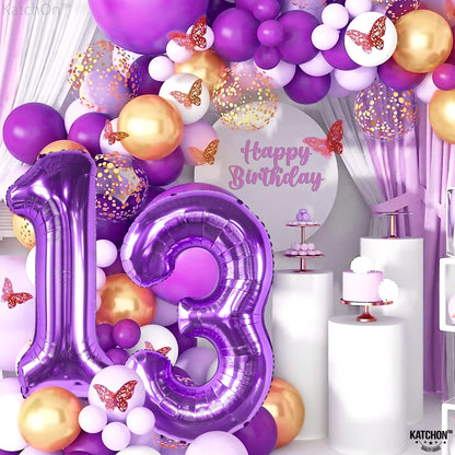 Purple Number 13 Foil Balloon - US
