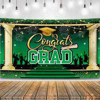 KatchOn, XtraLarge Green Congrats Grad Banner - 72x44 Inch, 2026 Graduation Backdrop | Grad Decorations Class of 2026 Green and Gold for Grad Party Decorations, Graduation Decorations 2026
